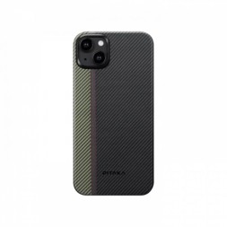 Чехол для iPhone 15 Plus Pitaka Fusion Weaving MagEZ Case 4 Overture кевлар (черно-серый)